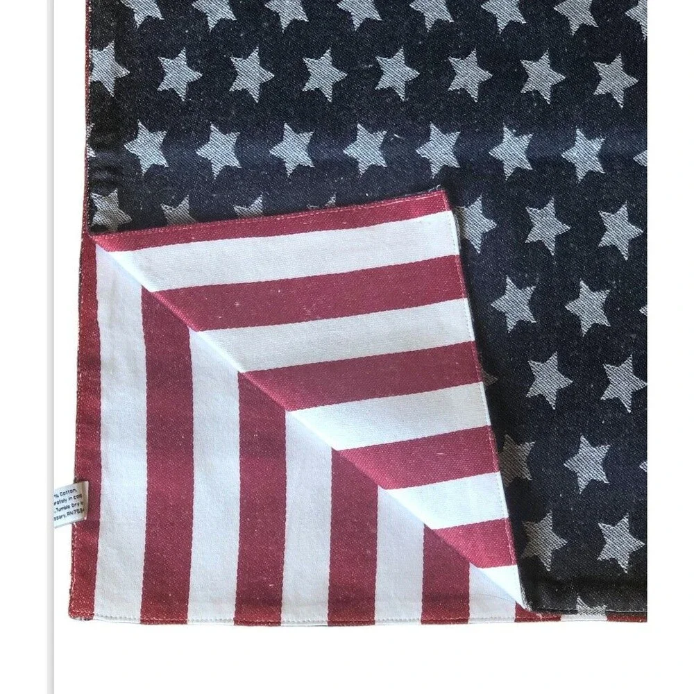 Brooks Brothers Table Runner July 4 Reversible Red White Blue Flag 14x72